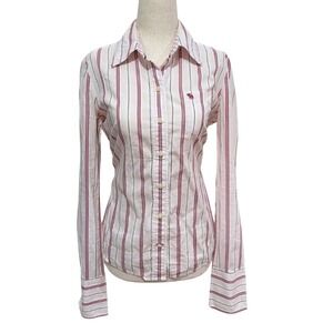 Vintage‎ Y2K Abercrombie & Fitch Pink and White Pinstripe Button Down Feminine